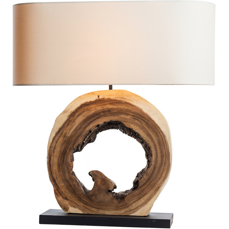 Lampe A Poser H 61 5cm Bois Naturel Clair Abat Jour En Lin Kaupo