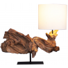 Lampe à poser H.52cm bois foncé, abat-jour en coton Maui