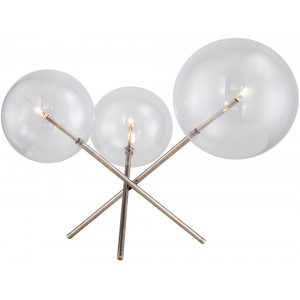 Lampada da tavolo design 3 globi in vetro, metallo cromato