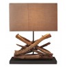 Lampade da tavolo in legno paralume rettangolo in cotone H.50 cm Akoa