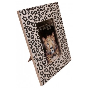Cornice portafoto 10x15 legno nero motivo leopardo