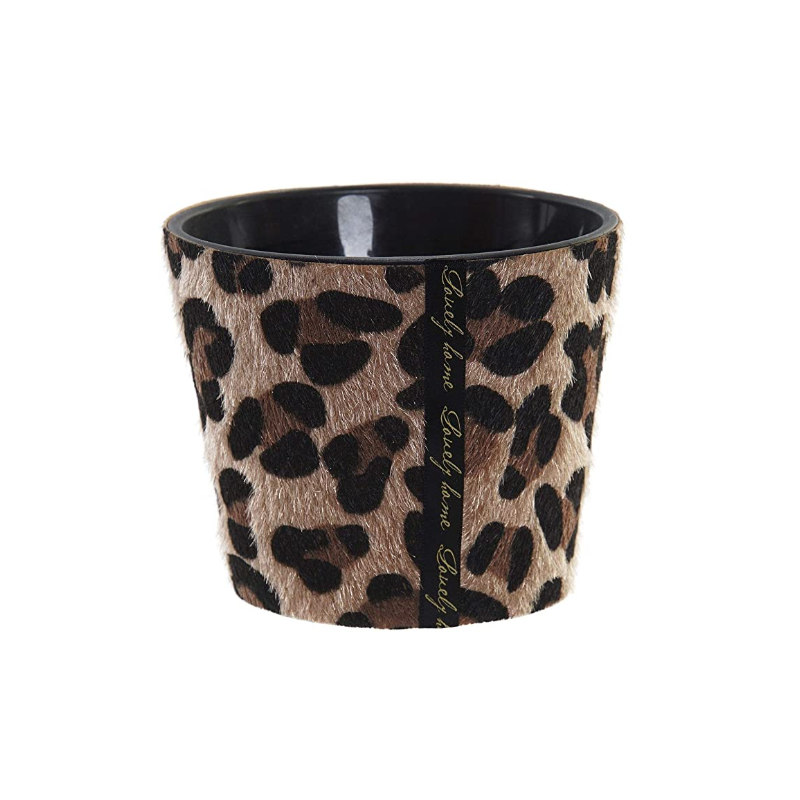 Bougie parfumée en verre tissu léopard noir et marron