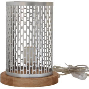 lampada da tavolo design Nina rotonda argentata
